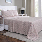 Hermosa Sensory Bloom Jude 100% Cotton Printed Bed Sheet with Pillow Case Peach