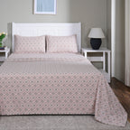 Hermosa Sensory Bloom Jude 100% Cotton Printed Bed Sheet with Pillow Case Peach