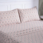 Hermosa Sensory Bloom Jude 100% Cotton Printed Bed Sheet with Pillow Case Peach