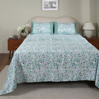 Sensory Bloom Zesty 100% Cotton Aqua Bed Sheet with Pillow Case
