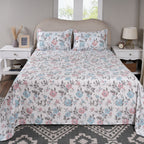 Sensory Bloom Blossom Meadow 100% Cotton Blue Bed Sheet with Pillow Case