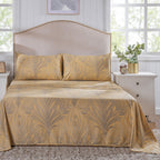 Classical Ornate Baroque Feathering Bed Sheet with Pillow Case Gold
