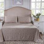 Classical Ornate Seamless Scroll Bed Sheet with Pillow Case Neutral