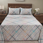 Eclectic Geo Rhombus Digital Print 100% Cotton Grey Bed Sheet with Pillow Case