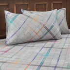 Eclectic Geo Rhombus Digital Print 100% Cotton Grey Bed Sheet with Pillow Case