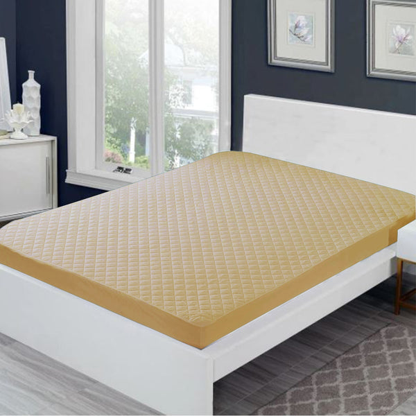 Sadyaska Microfibre ed Waterproof Fitted Beige Mattress Protector 1 Pcs Quilt