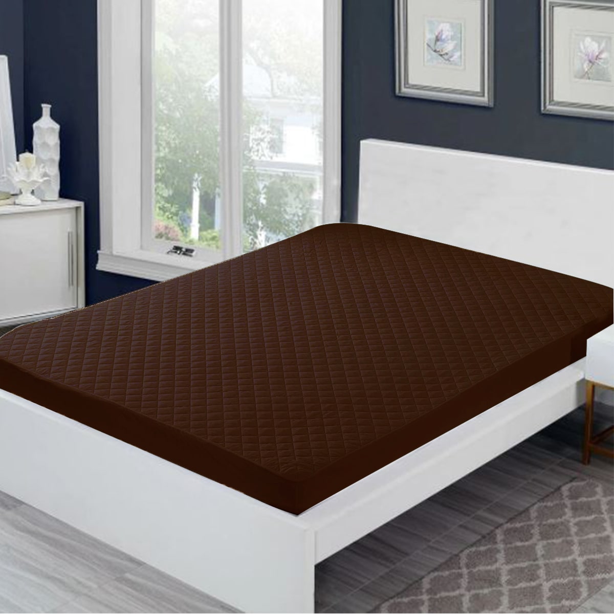 Sadyaska Microfibre ed Waterproof Fitted Brown Mattress Protector 1 Pcs Quilt