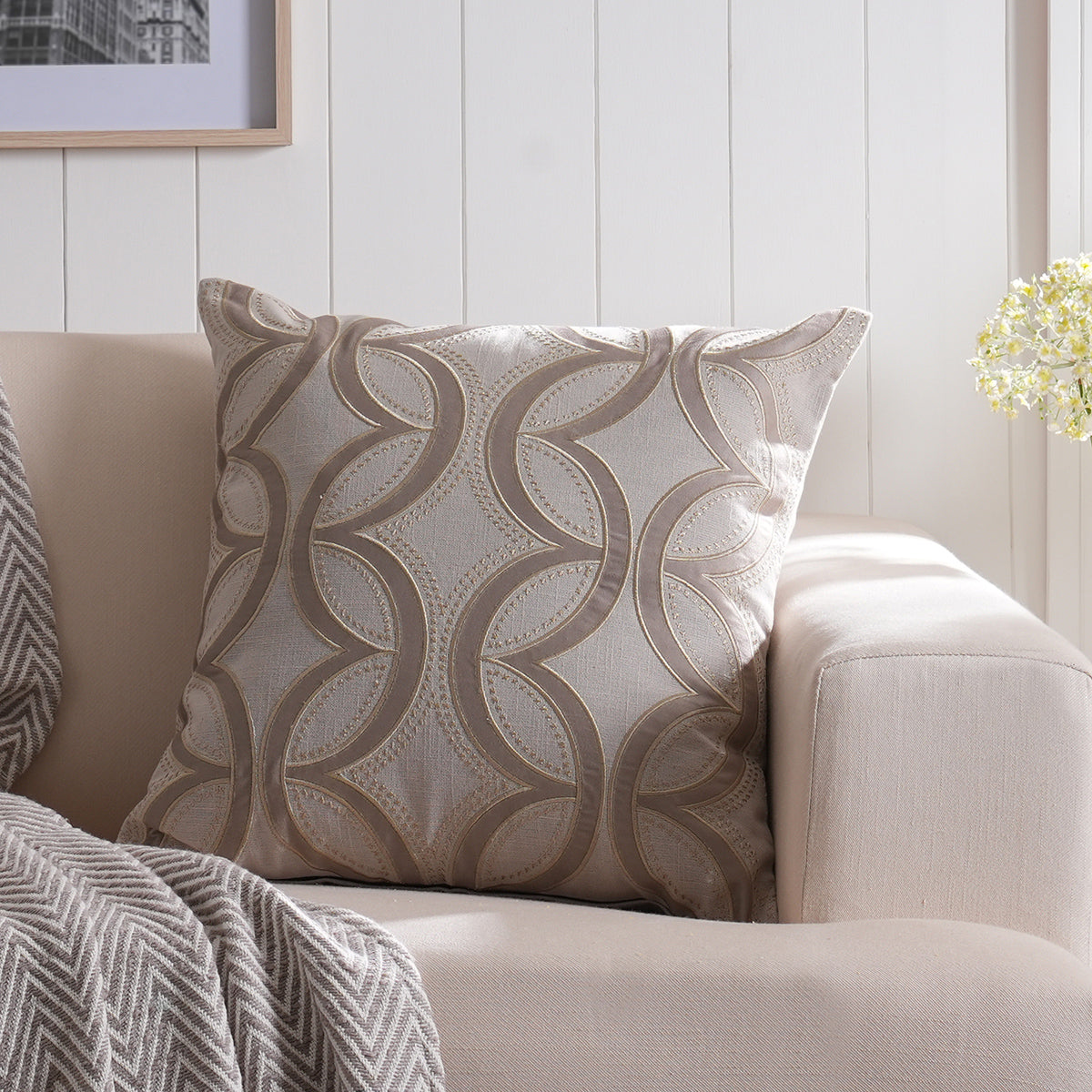 Classical Ornate Harlequin Curves Cushion Cover Gold