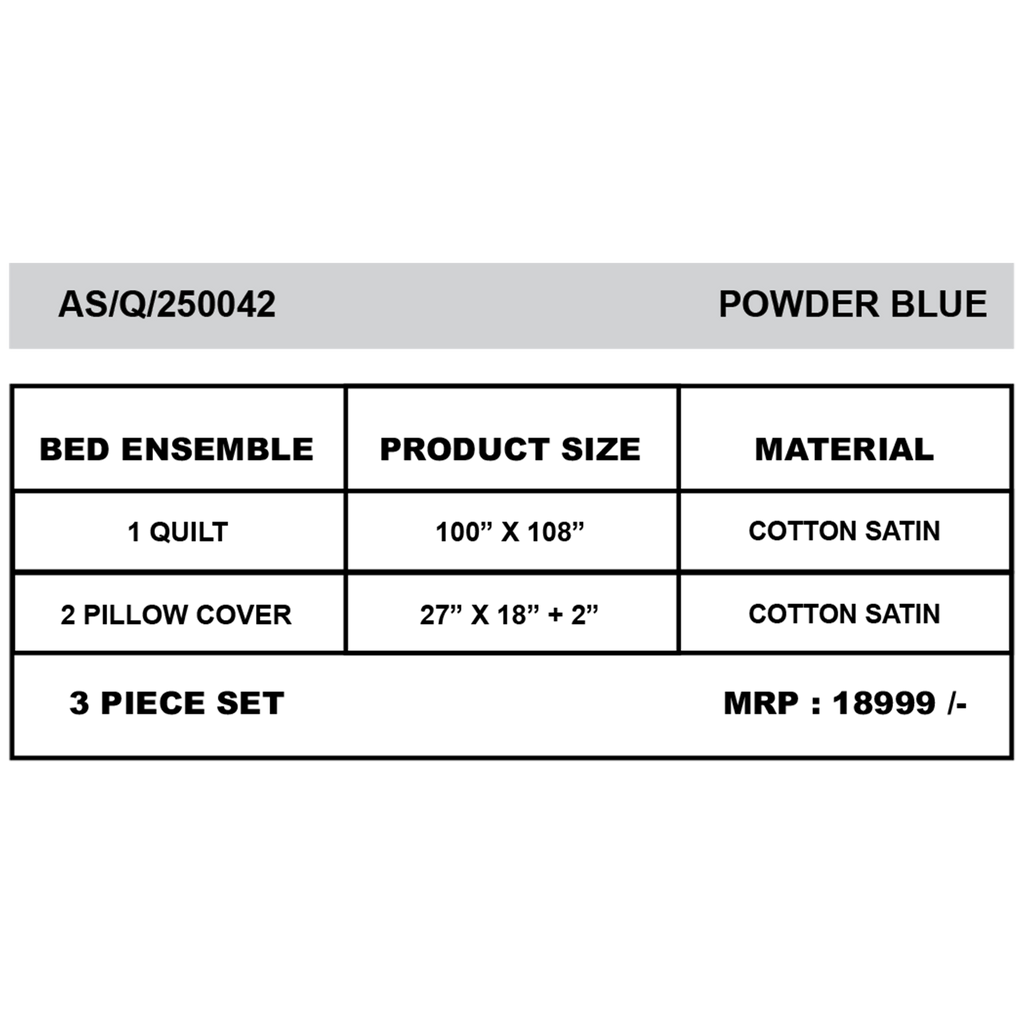 Anna Simona Stanley 3 Pcs Bedsheet Set  (Powder Blue)