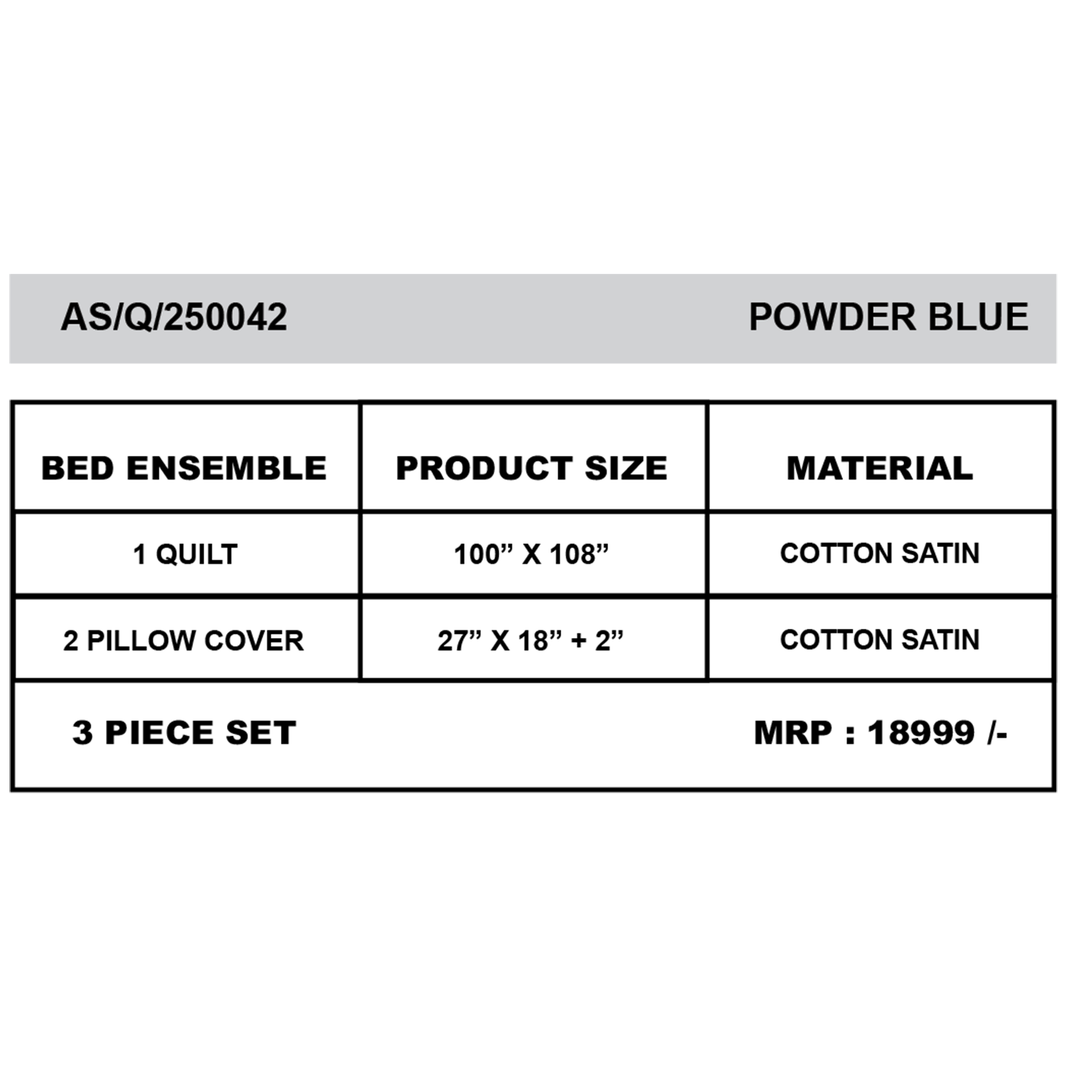 Anna Simona Stanley 3 Pcs Bedsheet Set  (Powder Blue)
