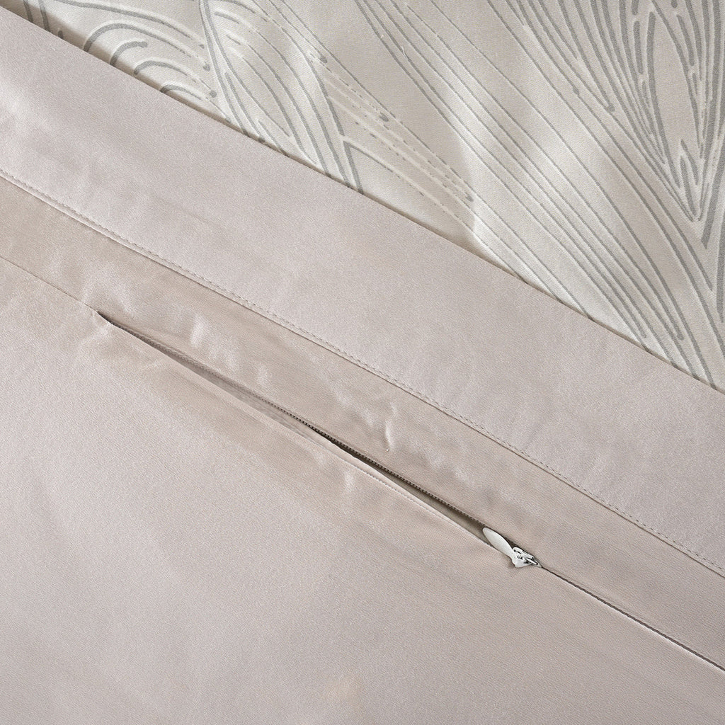 Classical Ornate Baroque Feathering Duvet Cover with Pillow Case Neutral