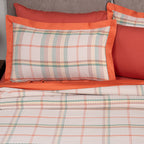 Eclectic Geo Mosaic Plaid Woven 100% Cotton Rust Duvet Cover with Pillow Case