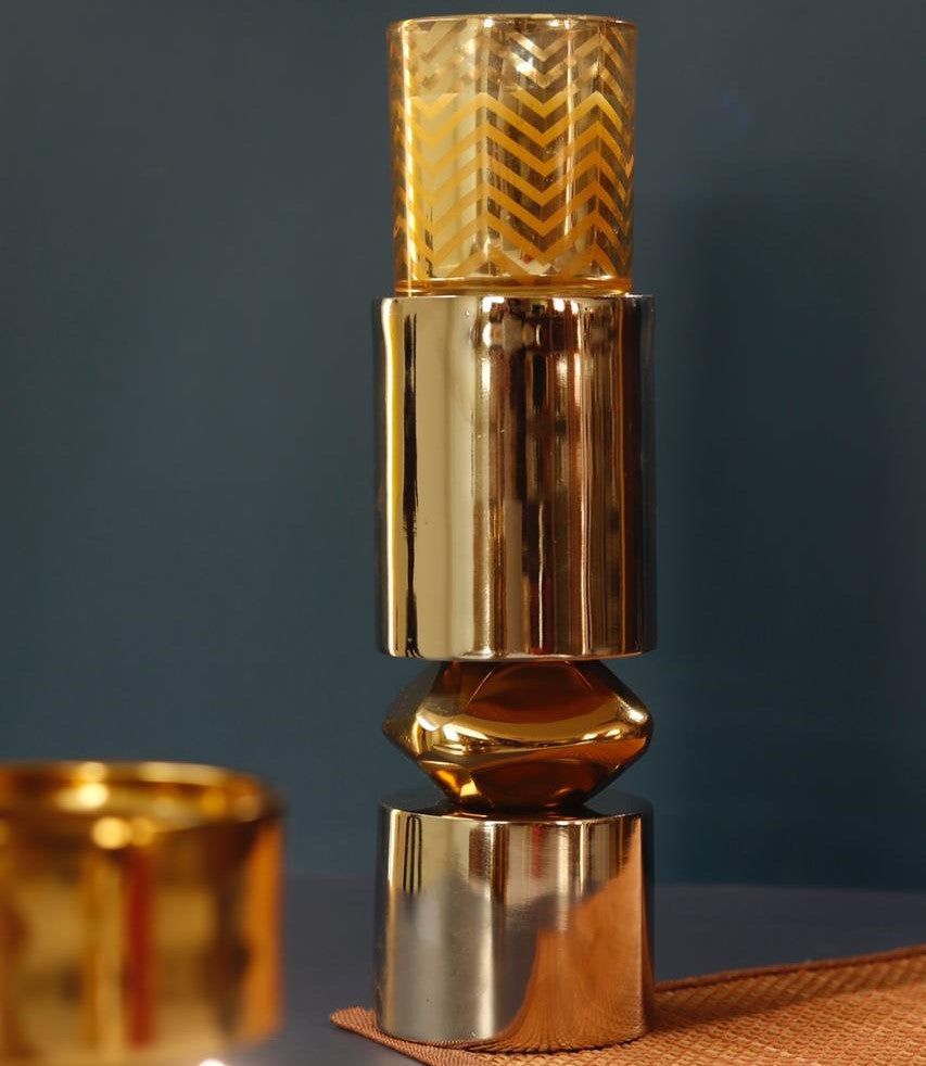 Sadyaska Gold & Nickel Metal Candle Stand 1 Pcs Product