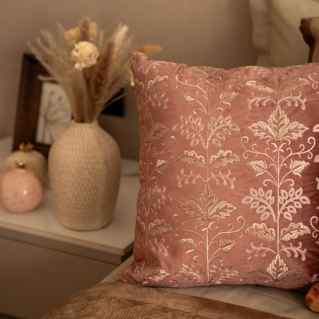 Sadyaska Decorative Fern Blush Velvet 16x16 1 Pcs Cushion Cover