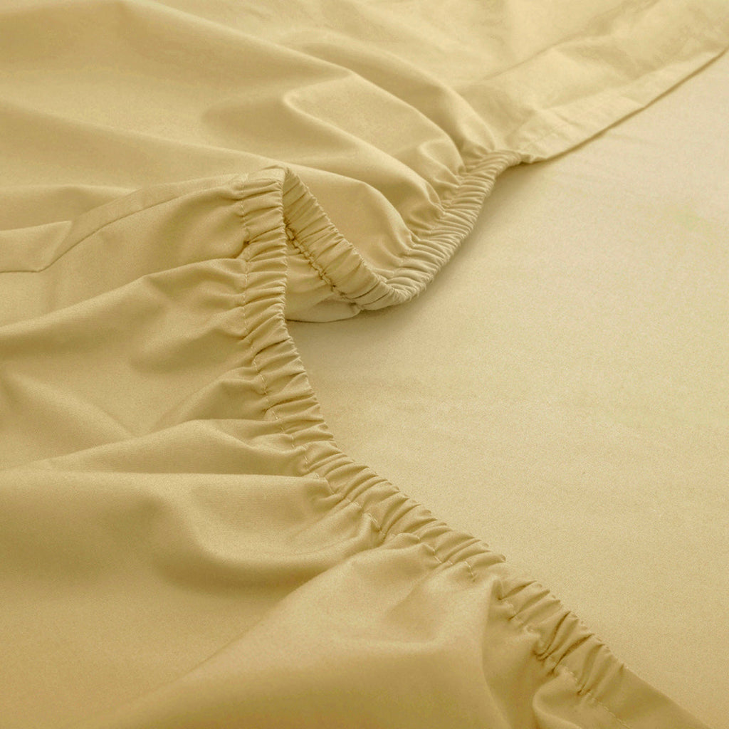 Slumber Plain Easy Care Percale 100% Cotton Yellow Fitted Sheet with Pillow Case
