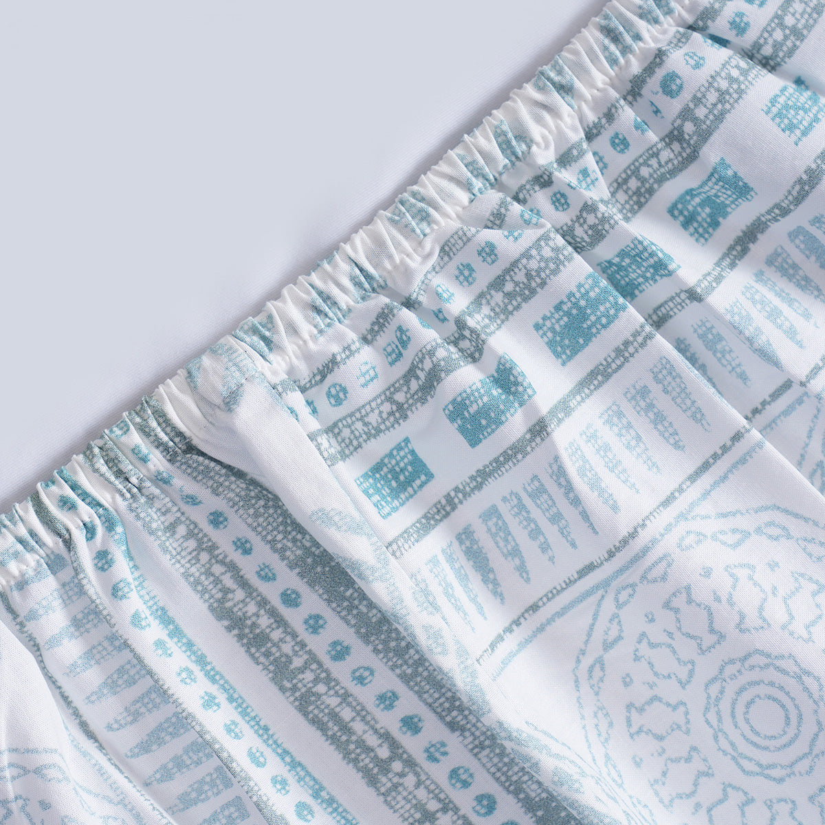 Hermosa Sensory Bloom Allegra 100% Cotton Printed Fitted Sheet with Pillow Case Blue