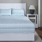 Hermosa Sensory Bloom Allegra 100% Cotton Printed Fitted Sheet with Pillow Case Blue