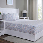 Hermosa Sensory Bloom Avery 100% Cotton Printed Fitted Sheet with Pillow Case Orange