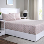 Hermosa Sensory Bloom Jude 100% Cotton Printed Fitted Sheet with Pillow Case Peach