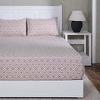 Hermosa Sensory Bloom Jude 100% Cotton Printed Fitted Sheet with Pillow Case Peach