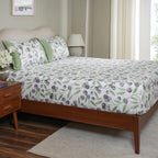 Sensory Bloom Myrtille 100% Cotton Green Fitted Sheet with Pillow Case