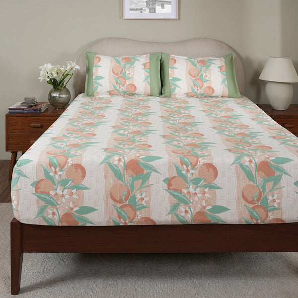 Sensory Bloom Colorsplash 100% Cotton Peach Fitted Sheet with Pillow Case