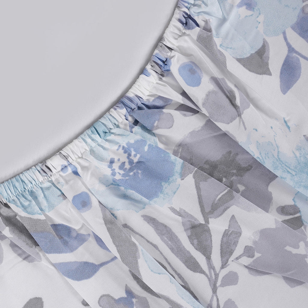 Sensory Bloom Florencia 100% Cotton Blue Fitted Sheet with Pillow Case
