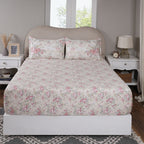 Sensory Bloom Flowerland 100% Cotton Red Fitted Sheet with Pillow Case