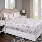 Sensory Bloom Edenia 100% Cotton Brown Fitted Sheet with Pillow Case