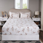 Sensory Bloom Edenia 100% Cotton Brown Fitted Sheet with Pillow Case