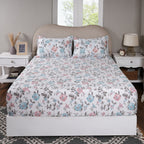Sensory Bloom Blossom Meadow 100% Cotton Blue Fitted Sheet with Pillow Case