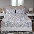 Sensory Bloom Petalyn 100% Cotton Blue Fitted Sheet with Pillow Case