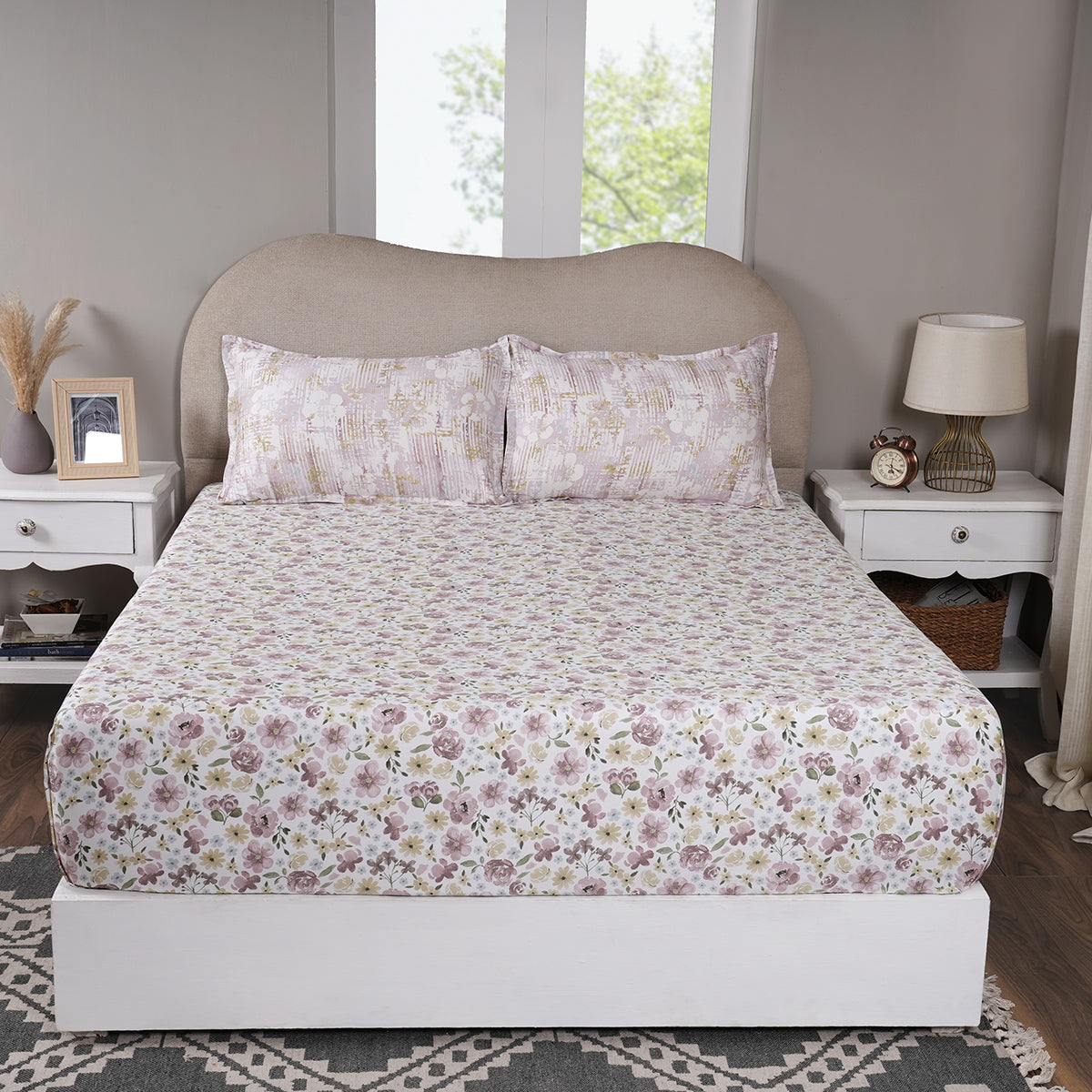 Sensory Bloom Petalyn 100% Cotton Pink Fitted Sheet with Pillow Case