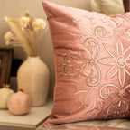 Sadyaska Decorative Flora Blush Velvet 16x16 1 Pcs Cushion Cover