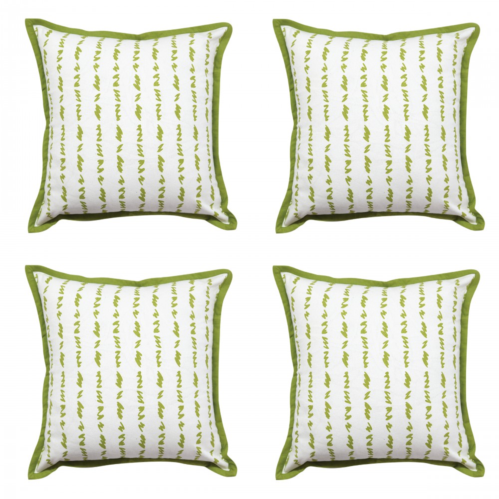 Sadyaska Twirled Line Green 16"X16" Casement Cotton Cushion Pillow Cases Use for Patio, Garden, Outdoor, Drawing Room… 1 Pcs Cushion Cover