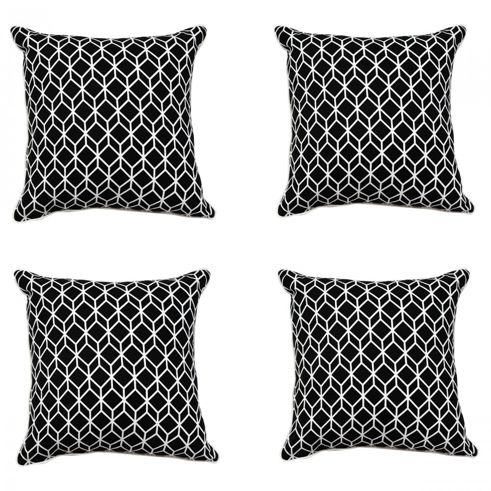 Sadyaska Black & White Parallel-Piped Cuboid (16"X16") Cube Geometric Pattern s… 1 Pcs Cushion Cover