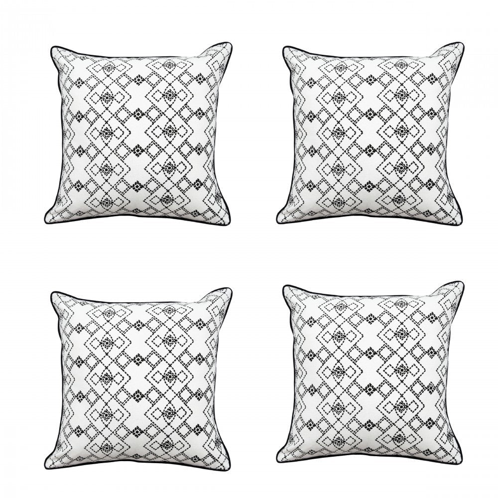 Sadyaska Black & White Luxurious Connectoline (16"X16") Dotted Geometric Print Pillow Case… 1 Pcs Cushion Cover