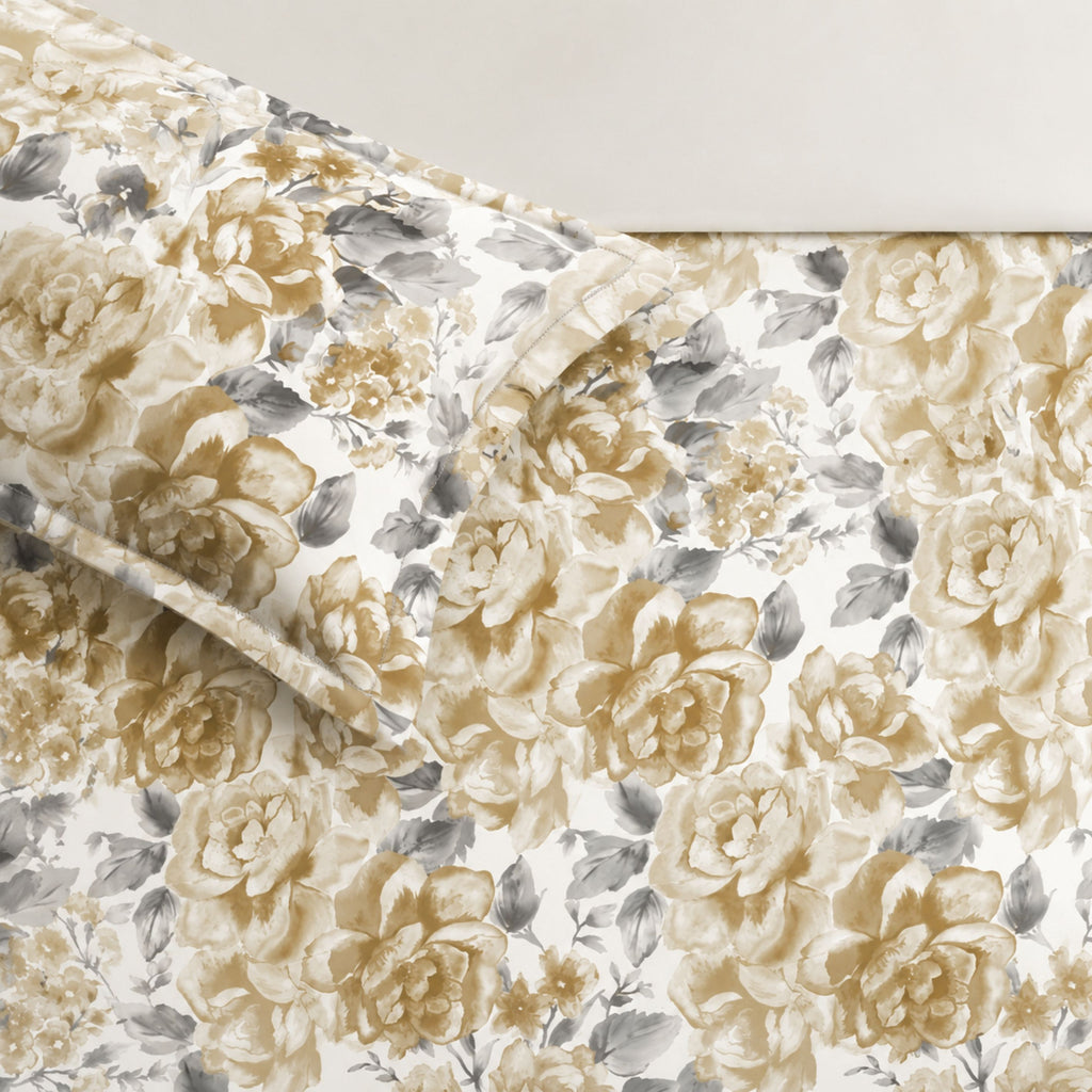 Sansaar by DDdecor Super King Bedsheet with 2 Pillow Covers - Hazel - Rose Cascade - Ivory - Floral Cascade Print Pattern - 1 Pc