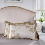 Classical Ornate Seamless Scroll Pillow Sham Set Gold