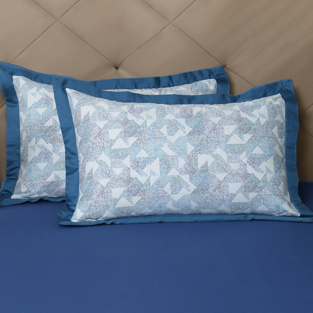 Eclectic Geo Triangle Pillow Sham Set Blue