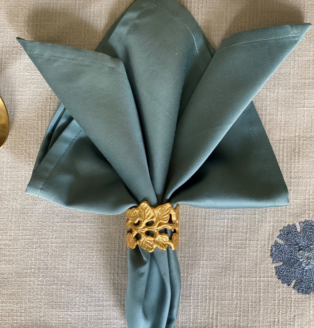 Sadyaska Floral Grey - Set of 2 Placemats & 2 Napkins 1 Pcs Table Linen