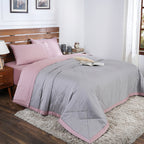 Selwyn Reversible Summer AC Quilt/Quilted Bed Cover/Comforter Misty Rose/Flint Grey Quilt
