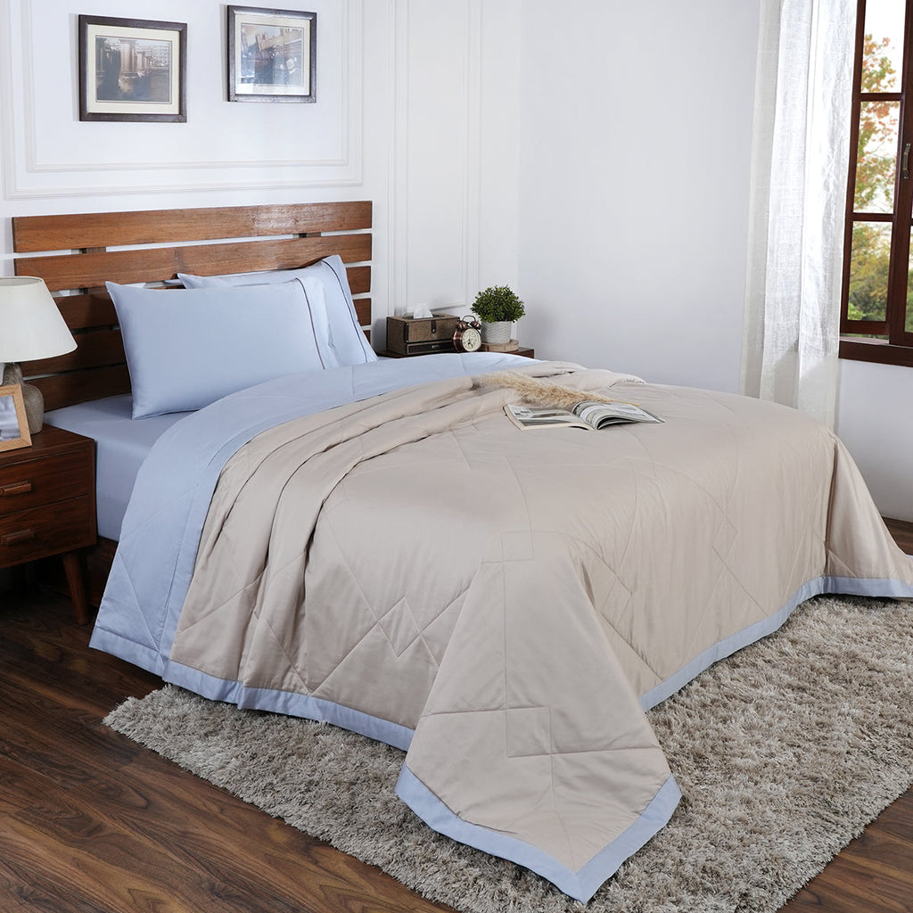 Selwyn Reversible Summer AC Quilt/Quilted Bed Cover/Comforter Plein Air/Sandshell Quilt