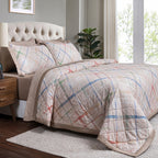 Eclectic Geo Rhombus Quilt/Quilted Bed Cover Beige
