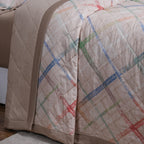 Eclectic Geo Rhombus Quilt/Quilted Bed Cover Beige
