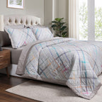 Eclectic Geo Rhombus Quilt/Quilted Bed Cover Grey