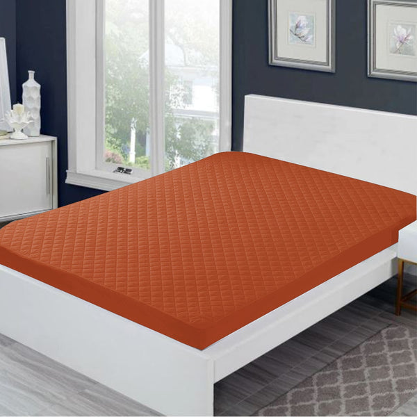 Sadyaska Microfibre ed Waterproof Fitted Rust Mattress Protector 1 Pcs Quilt