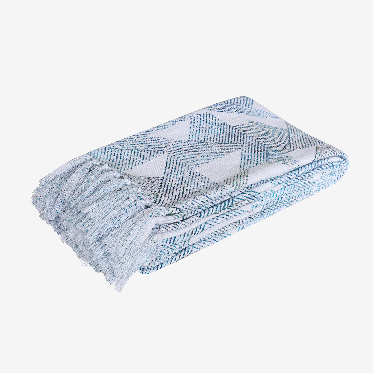 Eclectic Geo Triangle 100% Cotton Blue Throw