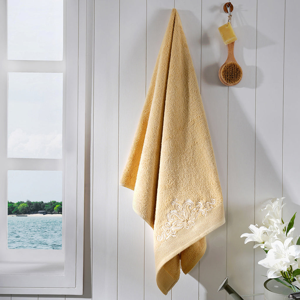 Classic Trope Embroidery 100% Cotton Towel Gold