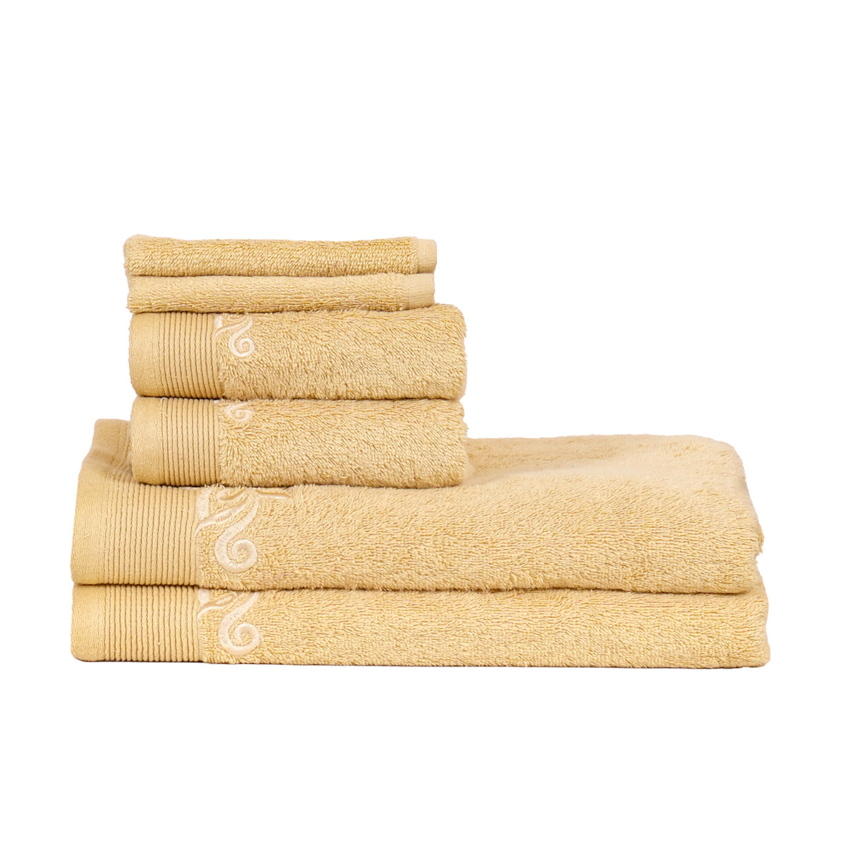 Classic Trope Embroidery 100% Cotton Towel Gold